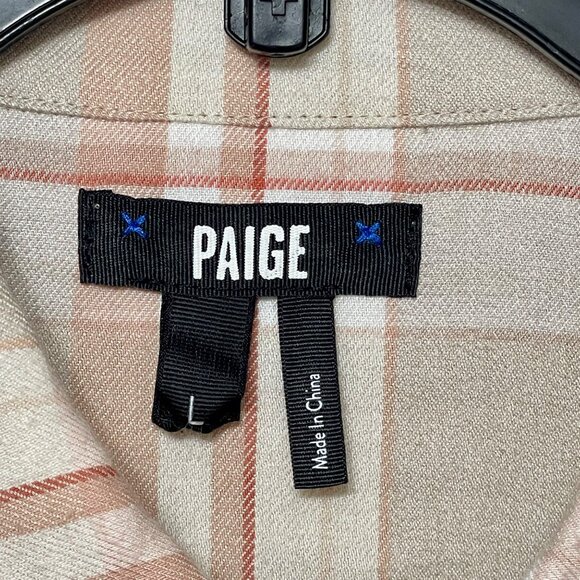PAIGE Everett Plaid Flannel Button-Up Shirt Size L - Picture 6 of 7